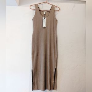 Kotn Ribbed Midi Tank Dress in Taupe